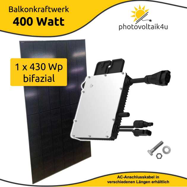 Balkonkraftwerk 400 Watt mit 430Wp+ Bifazial für 229,00 Euro