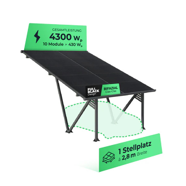 Solar Carports für 1 oder 2 Autostellplätze ab 4000 €