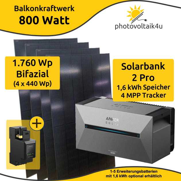 800 Watt Balkonkraftwerk Set und Anker Solarbank 2 E1600 PRO ab 1.495 €